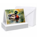 Mallard Duck Swimming Pond Scene Greeting Cards Pack of 8 Blank Cards with Envelopes Whimsical A7 Size 5x7