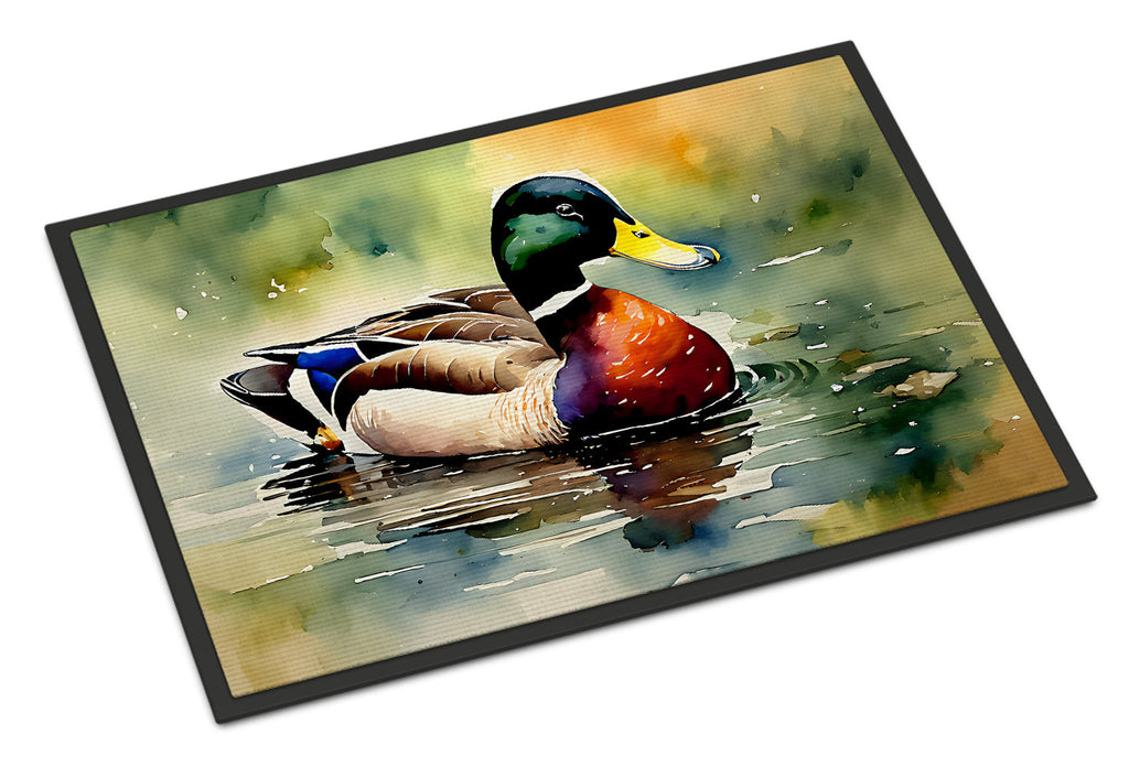 Mallard Duck Swimming Pond Scene Doormat Indoor Outdoor 24H X 36W Front Door Mat Rugs for Entryway, Non Slip Washable Low Pile,