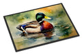 Mallard Duck Swimming Pond Scene Doormat Indoor Outdoor 18H X 27W Front Door Mat Rugs for Entryway, Non Slip Washable