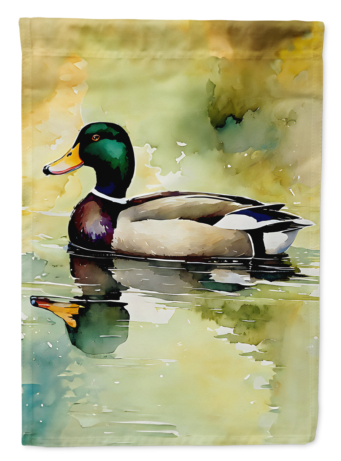 Mallard Duck Side Profile House Flag 28x40 Porch Sleeve Pole Decorative Outside Yard Banner Artwork Wall Hanging, Polyester