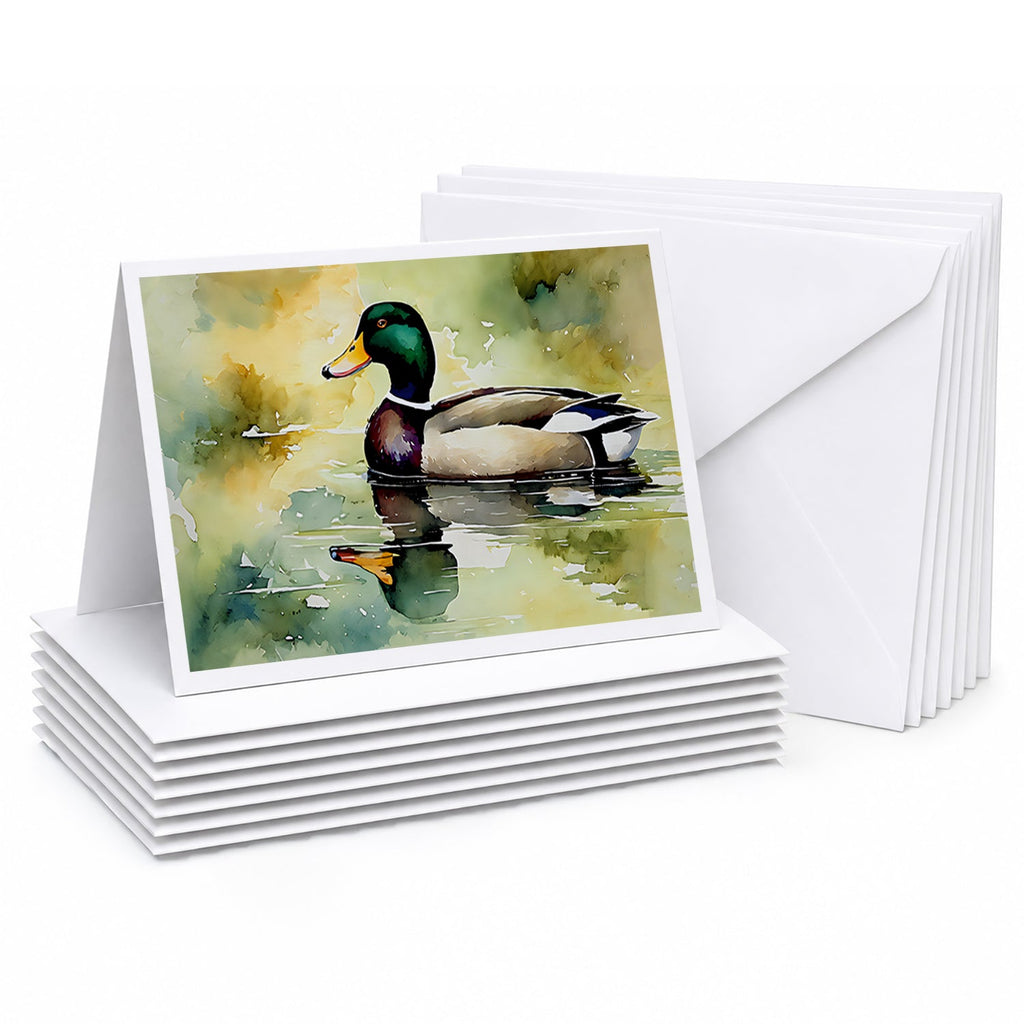 Mallard Duck Side Profile Greeting Cards Pack of 8 Blank Cards with Envelopes Whimsical A7 Size 5x7