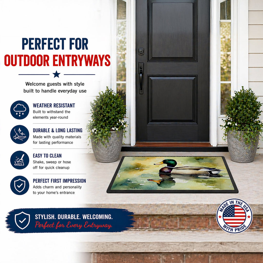 Mallard Duck Side Profile Doormat Indoor Outdoor 18H X 27W Front Door Mat Rugs for Entryway, Non Slip Washable