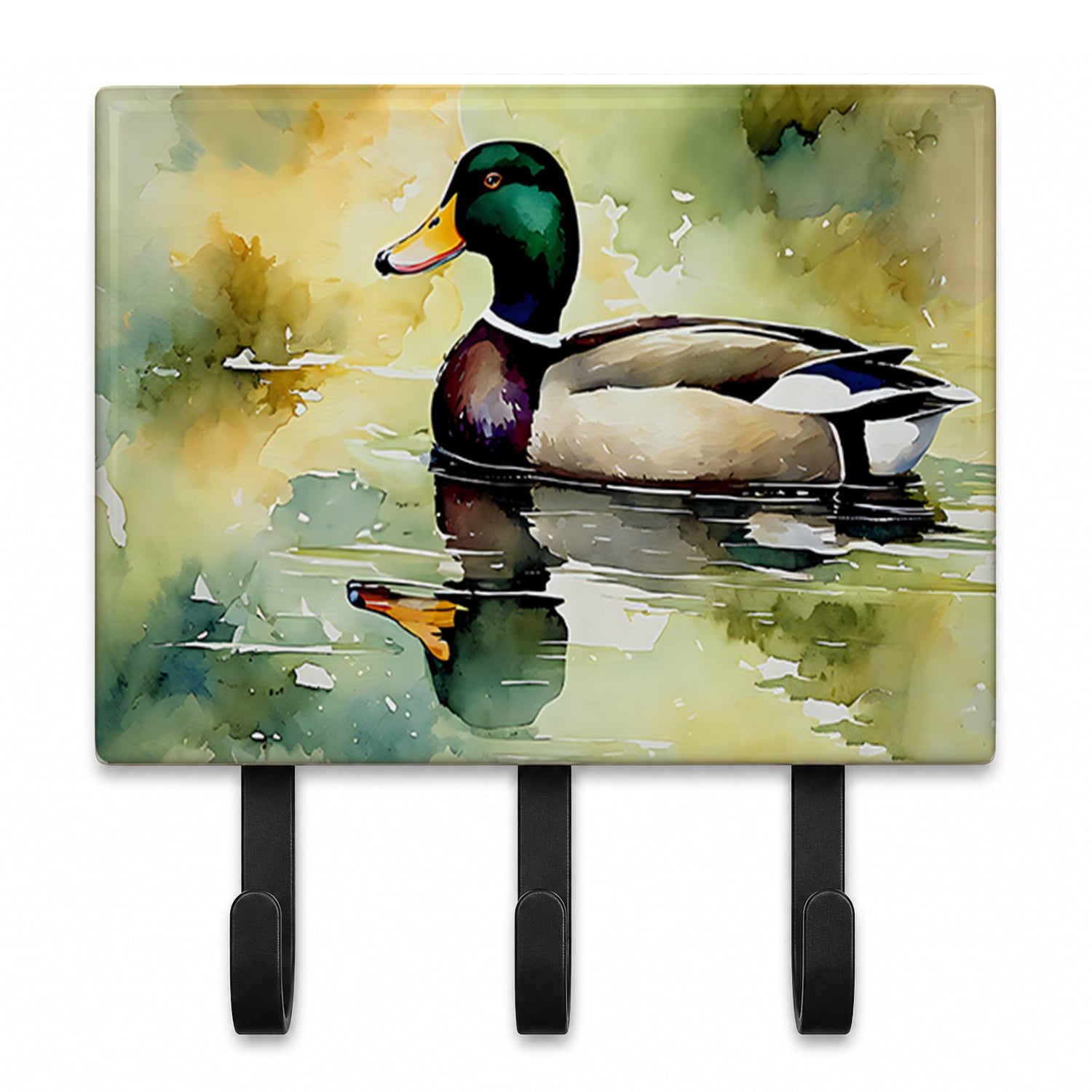 Mallard Duck Side Profile Leash or Key Holder Wall Hooks, Coat Rack Wall Mount, for Hanging Keys, Towels, Aprons, Leashes