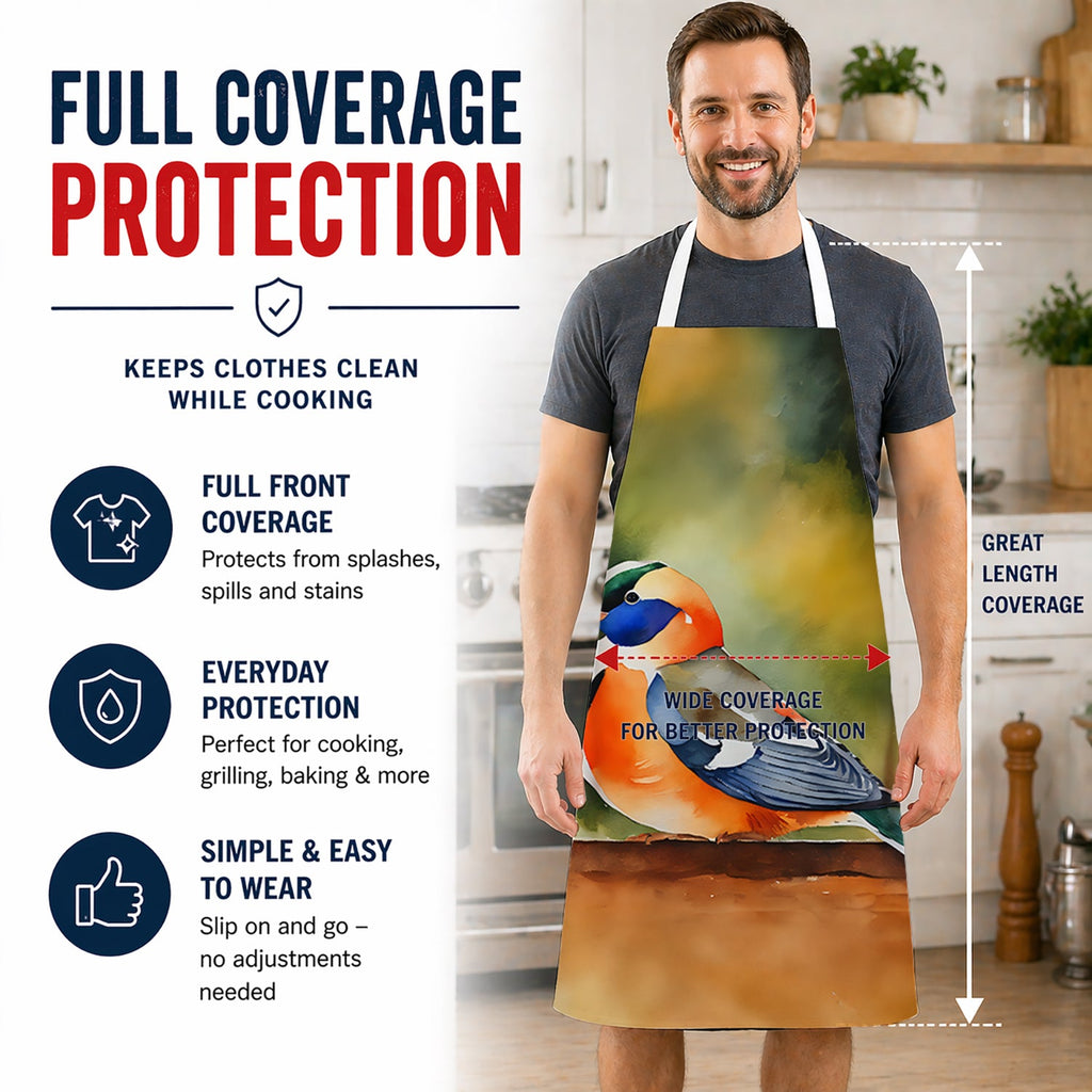 Mandarin Duck Apron Cooking Kitchen Server Baking Crafts Gardening for Adult Women Men, Unisex, Large, Multicolor