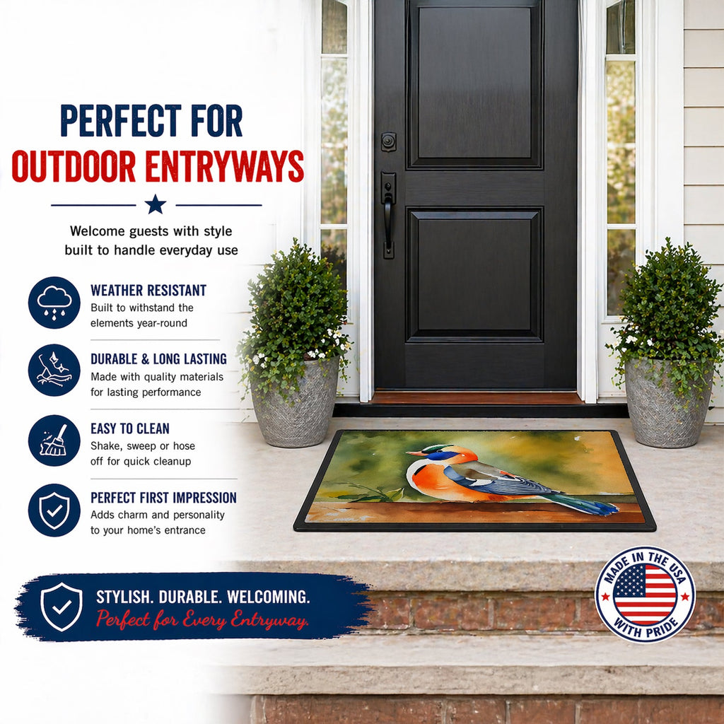 Mandarin Duck Doormat Indoor Outdoor 24H X 36W Front Door Mat Rugs for Entryway, Non Slip Washable Low Pile,