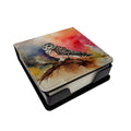 Northern Hawk Owl Perched Branch PU Leather Note Paper Holder with Artist-Designed Cover, Desk Accessory, Office Gift