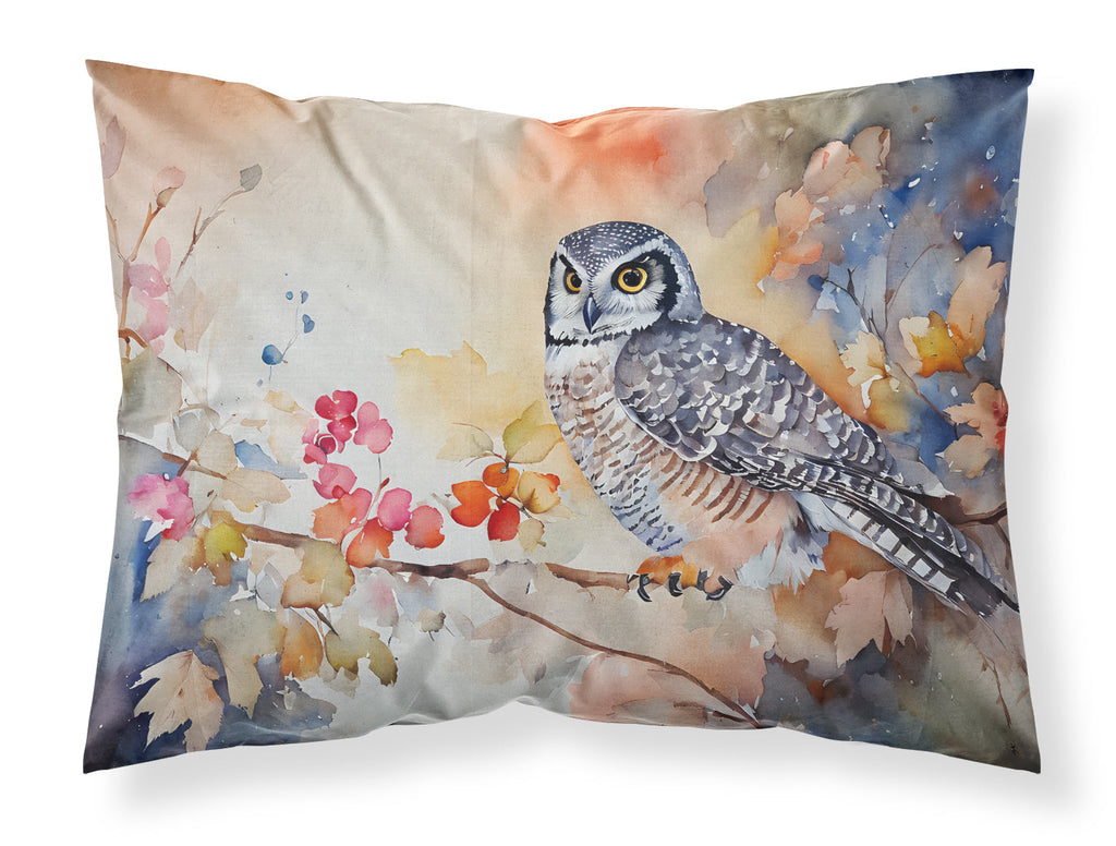 Northern Hawk Owl with Blossoms Standard Pillowcase Lightweight Super Soft Easy Care Decorative Artwork Pillowcase, Standard