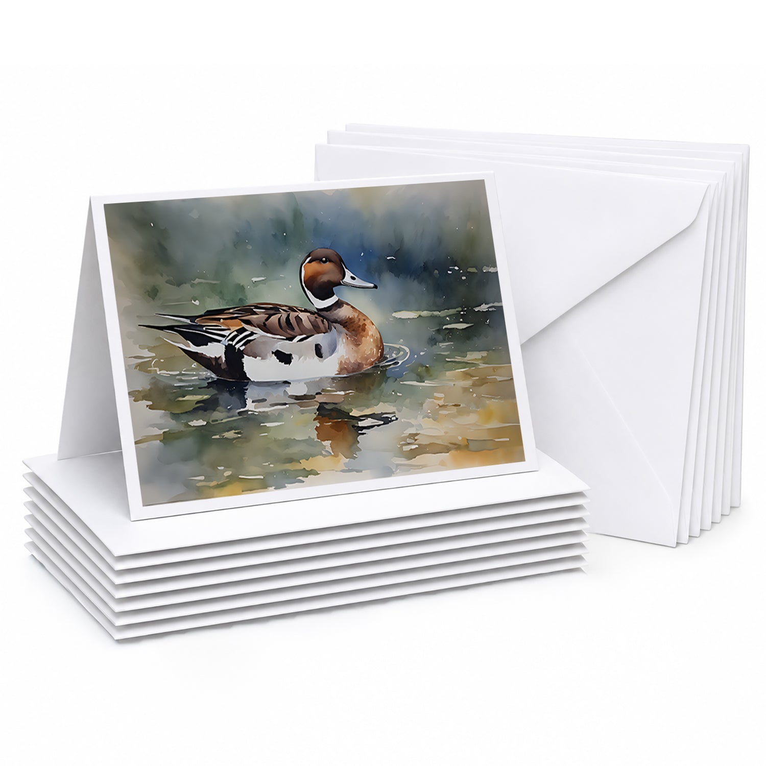 Northern Pintail Duck Swimming Greeting Cards Pack of 8 Blank Cards with Envelopes Whimsical A7 Size 5x7