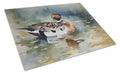 Northern Pintail Duck Swimming Cutting Board Tempered Glass Kitchen Cutting Surface, Heat Resistant Chopping, Non-Slip Feet, Food Prep & Serving