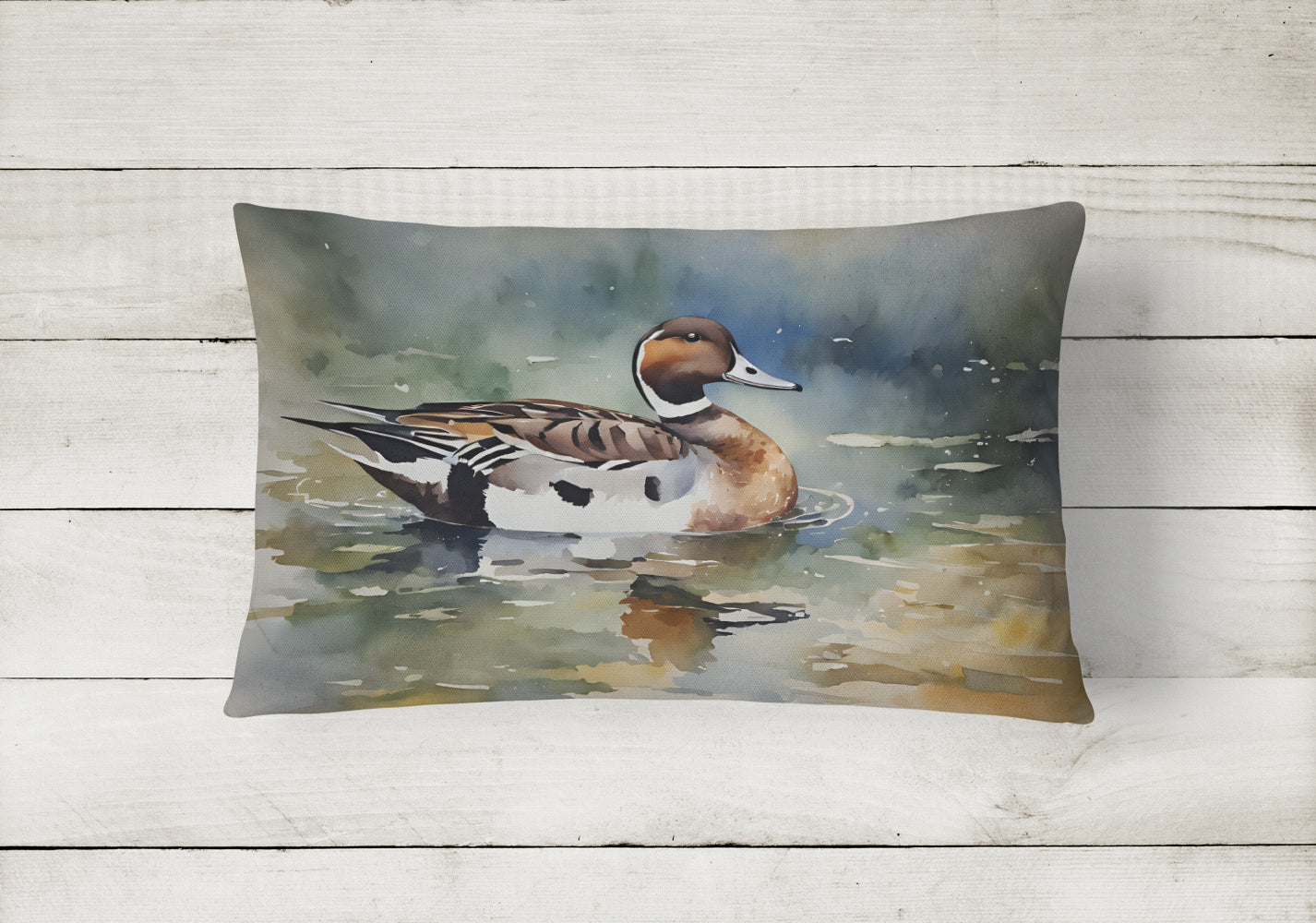 Northern Pintail Duck Swimming Decorative Throw Pillow 12x16 Indoor Outdoor Accent Cushion, Fabric Cover with Insert for Sofa, Bed, Porch & Living Room