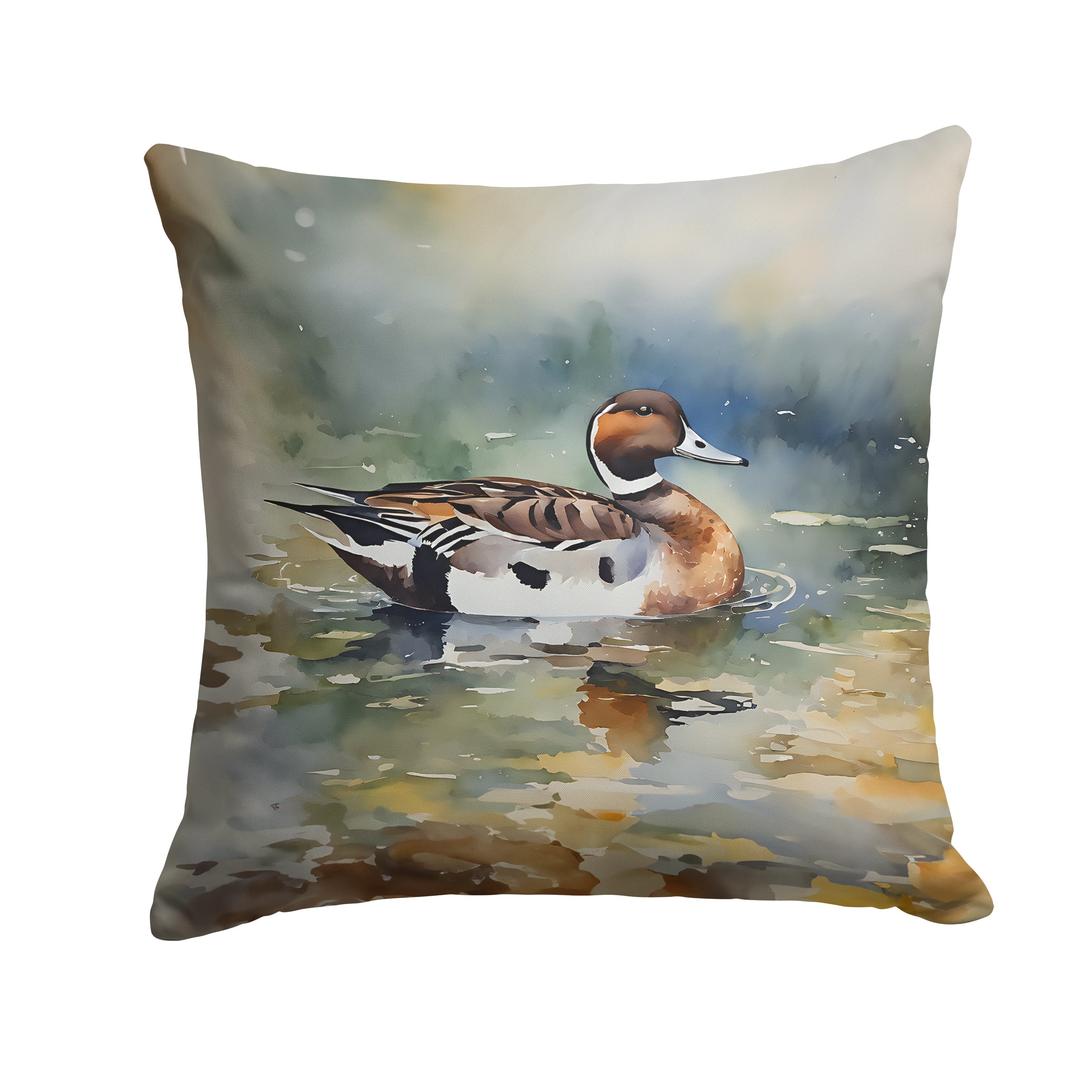 Northern Pintail Duck Swimming Decorative Throw Pillow 18x18 Indoor Outdoor Accent Cushion, Fabric Cover with Insert for Sofa, Bed, Porch & Living Room