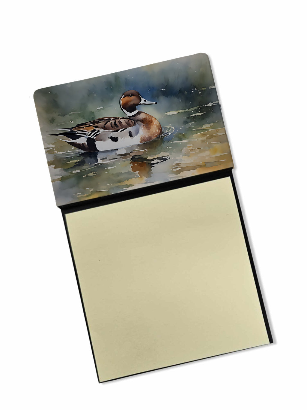 Northern Pintail Duck Swimming Watercolor Sticky Note Holder Refillable Dispenser Desk Accessory 3x3 Pad Gift