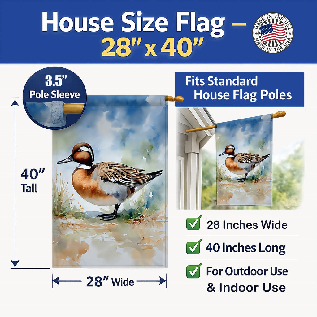 Northern Pintail Duck Standing Shore House Flag 28x40 Porch Sleeve Pole Decorative Outside Yard Banner Artwork Wall Hanging, Polyester