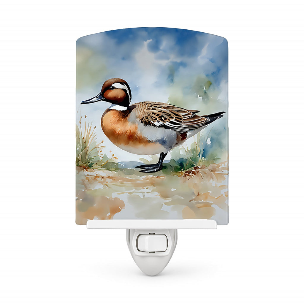 Northern Pintail Duck Standing Shore Ceramic Night Light Compact, UL-Certified, Ideal for Bedroom, Bathroom, Nursery, Hallway, Kitchen, 6x4x3, Multicolor