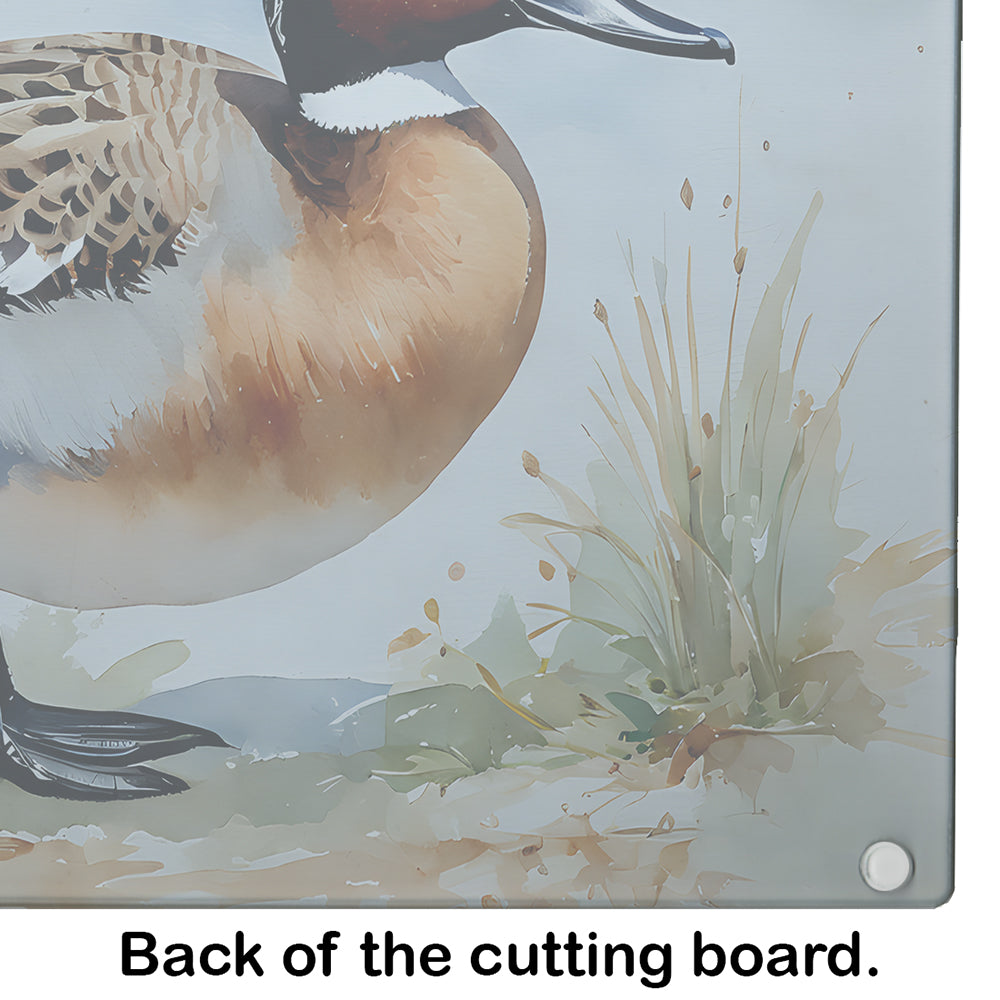 Northern Pintail Duck Standing Shore Cutting Board Tempered Glass Kitchen Cutting Surface, Heat Resistant Chopping, Non-Slip Feet, Food Prep & Serving