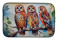 Three Owls Perched Branch Dish Drying Mat Absorbent Dish Drying Mat Pad for Kitchen Counter Dish Drainer Mat for Countertop, 14 x 21", Multicolor