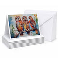 Three Owls Perched Branch Greeting Cards Pack of 8 Blank Cards with Envelopes Whimsical A7 Size 5x7