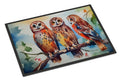 Three Owls Perched Branch Doormat Indoor Outdoor 24H X 36W Front Door Mat Rugs for Entryway, Non Slip Washable Low Pile,