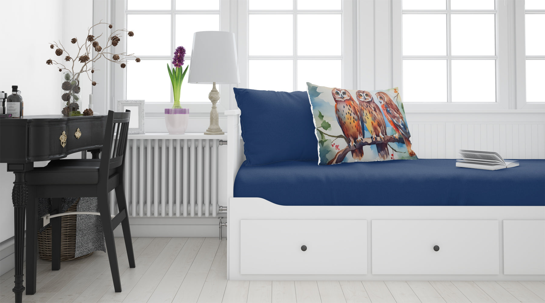 Three Owls Perched Branch Standard Pillowcase Lightweight Super Soft Easy Care Decorative Artwork Pillowcase, Standard