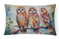 Three Owls Perched Branch Decorative Throw Pillow 12x16 Indoor Outdoor Accent Cushion, Fabric Cover with Insert for Sofa, Bed, Porch & Living Room