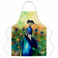 Peacock Displaying Feathers Apron Cooking Kitchen Server Baking Crafts Gardening for Adult Women Men, Unisex, Large, Multicolor