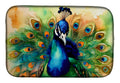 Peacock Displaying Feathers Dish Drying Mat Absorbent Dish Drying Mat Pad for Kitchen Counter Dish Drainer Mat for Countertop, 14 x 21", Multicolor