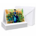 Peacock Displaying Feathers Greeting Cards Pack of 8 Blank Cards with Envelopes Whimsical A7 Size 5x7