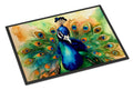 Peacock Displaying Feathers Doormat Indoor Outdoor 18H X 27W Front Door Mat Rugs for Entryway, Non Slip Washable