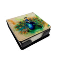 Peacock Displaying Feathers PU Leather Note Paper Holder with Artist-Designed Cover, Desk Accessory, Office Gift