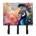 Peacock Portrait Colorful Leash or Key Holder Wall Hooks, Coat Rack Wall Mount, for Hanging Keys, Towels, Aprons, Leashes