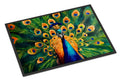 Peacock Full Feather Display Vibrant Doormat Indoor Outdoor 18H X 27W Front Door Mat Rugs for Entryway, Non Slip Washable