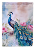 Peacock with Pink Flowers Elegant House Flag 28x40 Porch Sleeve Pole Decorative Outside Yard Banner Artwork Wall Hanging, Polyester