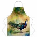 Peacock Walking Garden Scene Apron Cooking Kitchen Server Baking Crafts Gardening for Adult Women Men, Unisex, Large, Multicolor