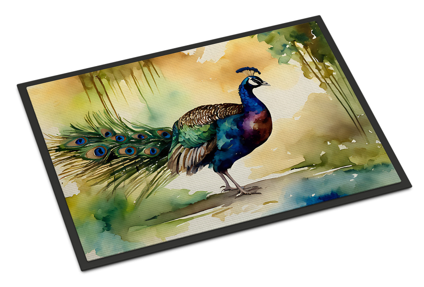 Peacock Walking Garden Scene Doormat Indoor Outdoor 18H X 27W Front Door Mat Rugs for Entryway, Non Slip Washable