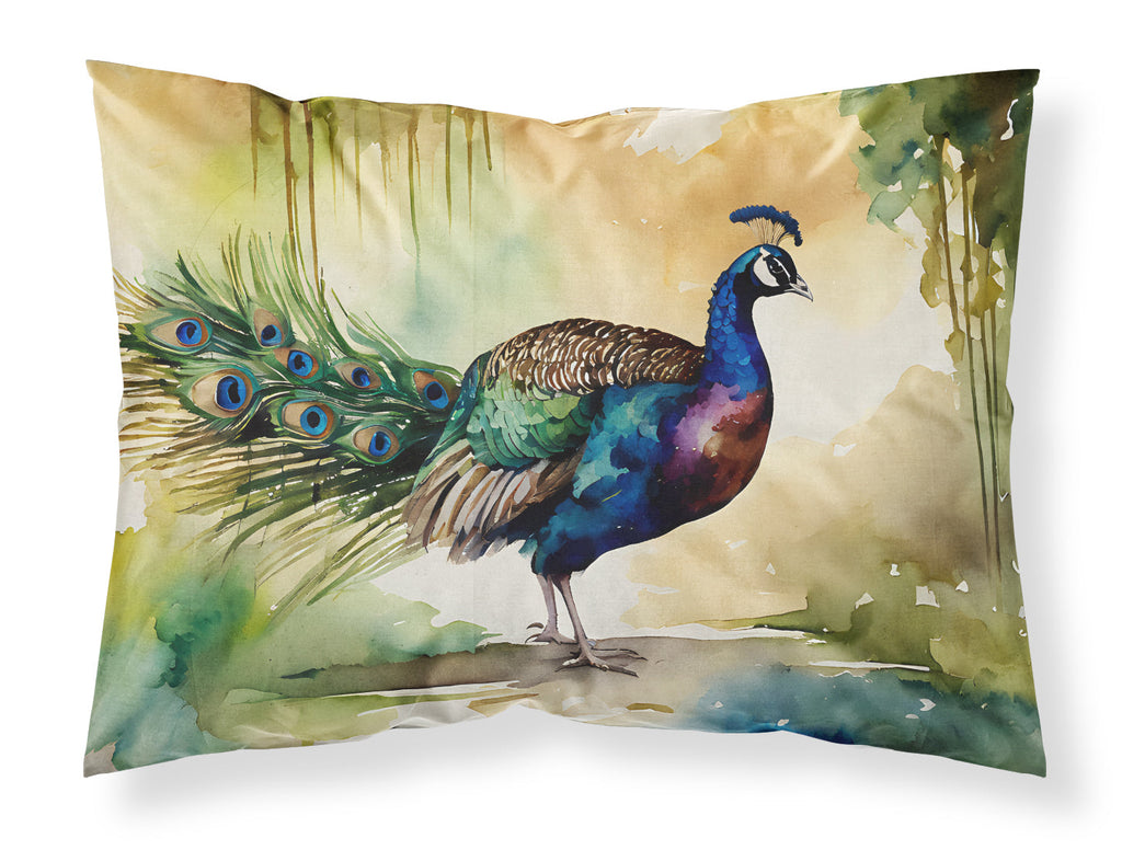 Peacock Walking Garden Scene Standard Pillowcase Lightweight Super Soft Easy Care Decorative Artwork Pillowcase, Standard
