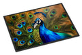 Peacock Face and Feather Detail Doormat Indoor Outdoor 24H X 36W Front Door Mat Rugs for Entryway, Non Slip Washable Low Pile,
