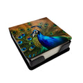 Peacock Face and Feather Detail PU Leather Note Paper Holder with Artist-Designed Cover, Desk Accessory, Office Gift