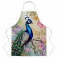 Peacock with Floral Background Apron Cooking Kitchen Server Baking Crafts Gardening for Adult Women Men, Unisex, Large, Multicolor
