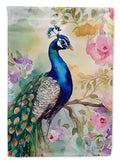 Peacock with Floral Background House Flag 28x40 Porch Sleeve Pole Decorative Outside Yard Banner Artwork Wall Hanging, Polyester