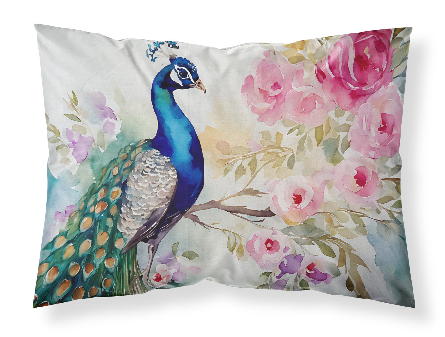 Peacock with Floral Background Standard Pillowcase Lightweight Super Soft Easy Care Decorative Artwork Pillowcase, Standard