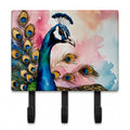 Peacock with Decorative Feathers Leash or Key Holder Wall Hooks, Coat Rack Wall Mount, for Hanging Keys, Towels, Aprons, Leashes