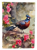 Pheasant Bird in Garden Floral House Flag 28x40 Porch Sleeve Pole Decorative Outside Yard Banner Artwork Wall Hanging, Polyester