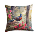 Pheasant Bird in Garden Floral Decorative Throw Pillow 18x18 Indoor Outdoor Accent Cushion, Fabric Cover with Insert for Sofa, Bed, Porch & Living Room