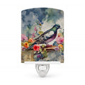 Pigeon Bird with Floral Accents Ceramic Night Light Compact, UL-Certified, Ideal for Bedroom, Bathroom, Nursery, Hallway, Kitchen, 6x4x3, Multicolor