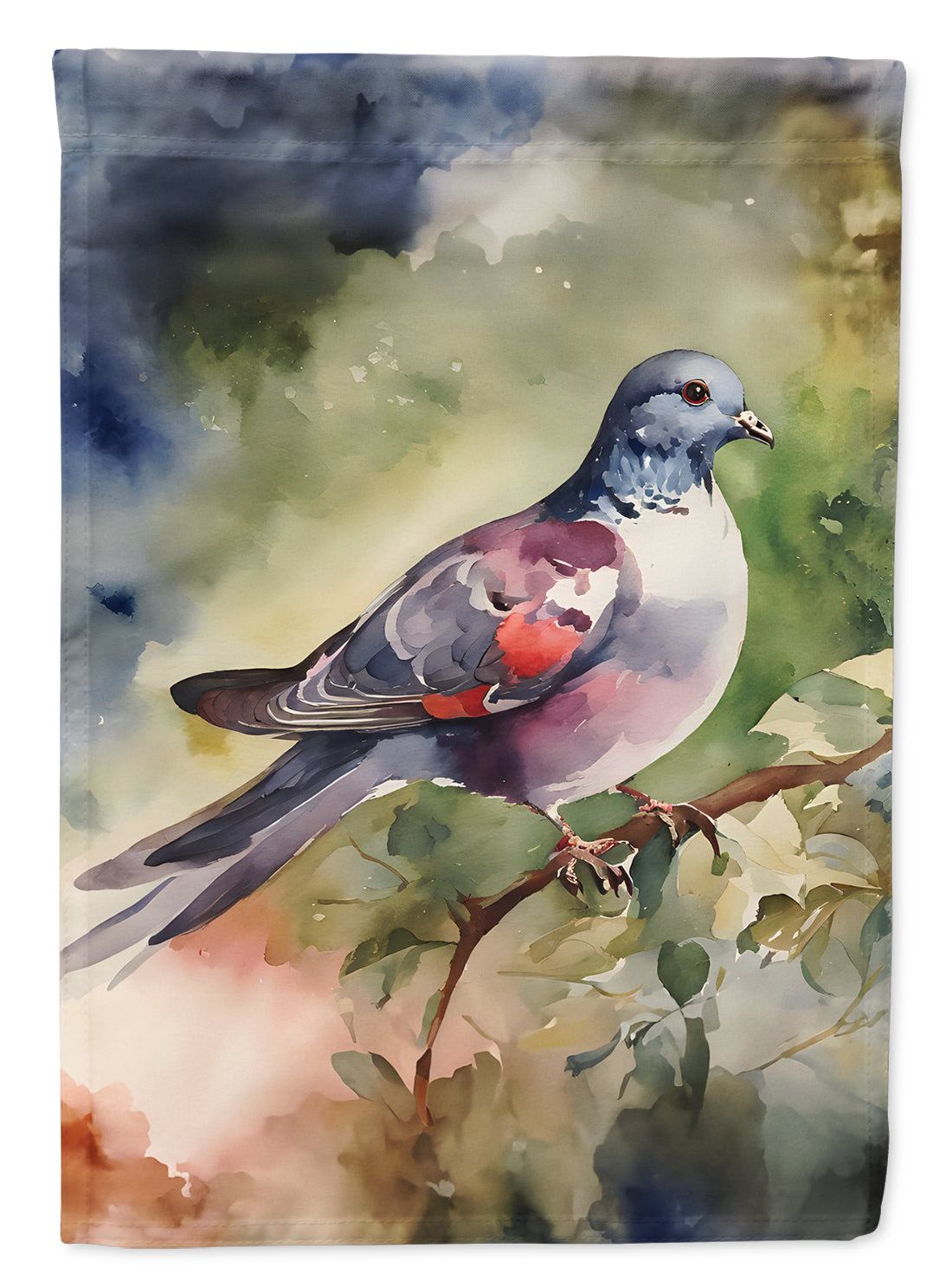 Pigeon Perched with Flowers House Flag 28x40 Porch Sleeve Pole Decorative Outside Yard Banner Artwork Wall Hanging, Polyester