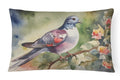 Pigeon Perched with Flowers Decorative Throw Pillow 12x16 Indoor Outdoor Accent Cushion, Fabric Cover with Insert for Sofa, Bed, Porch & Living Room
