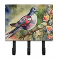 Pigeon Perched with Flowers Leash or Key Holder Wall Hooks, Coat Rack Wall Mount, for Hanging Keys, Towels, Aprons, Leashes