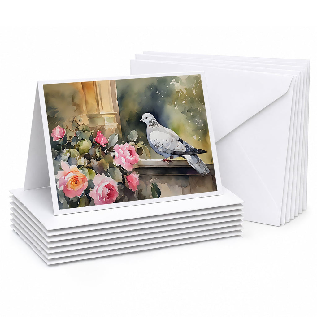 White Dove with Flowers Peaceful Greeting Cards Pack of 8 Blank Cards with Envelopes Whimsical A7 Size 5x7