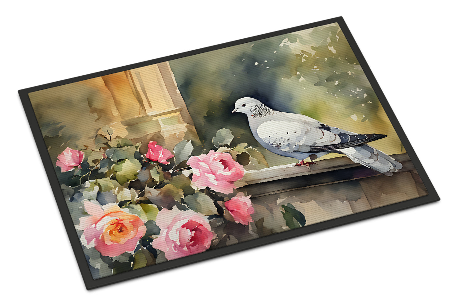 White Dove with Flowers Peaceful Doormat Indoor Outdoor 18H X 27W Front Door Mat Rugs for Entryway, Non Slip Washable