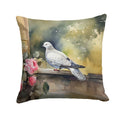 White Dove with Flowers Peaceful Decorative Throw Pillow 14x14 Indoor Outdoor Accent Cushion, Fabric Cover with Insert for Sofa, Bed, Porch & Living Room